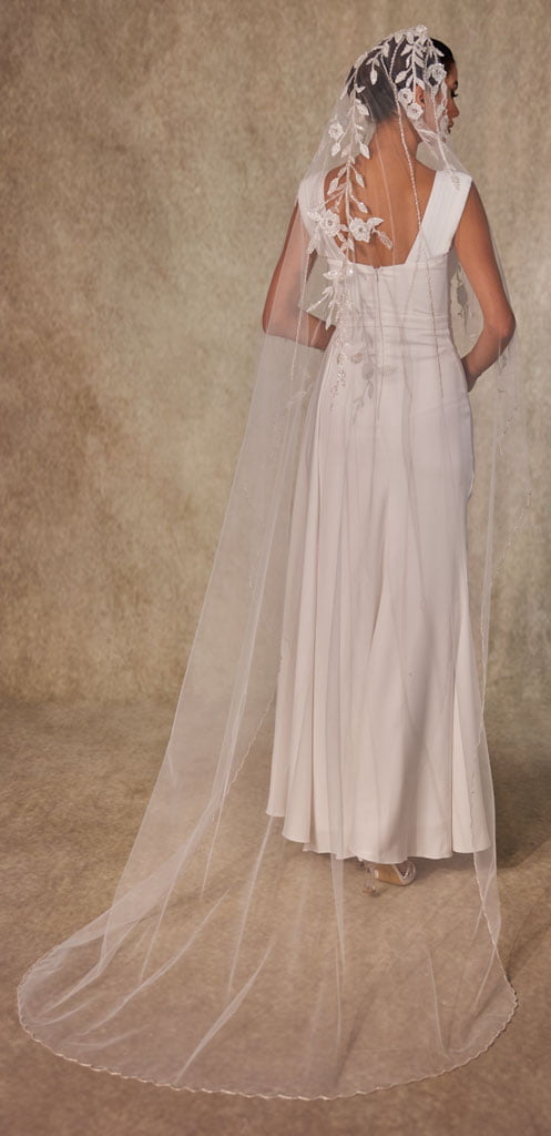Flower Embroideried Wedding Veil- D230