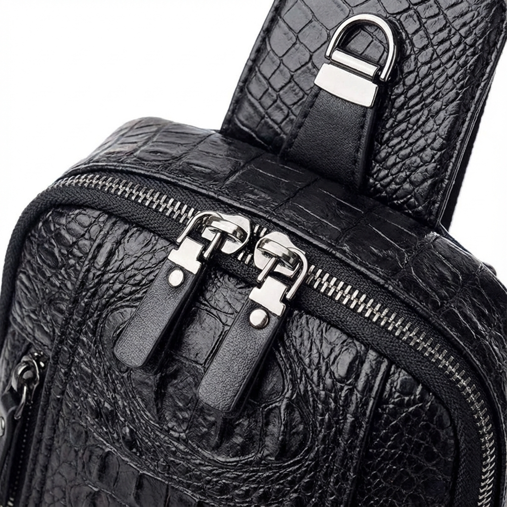 Men’s Croc-Embossed Leather Sling Bag – Modern Everyday Carry