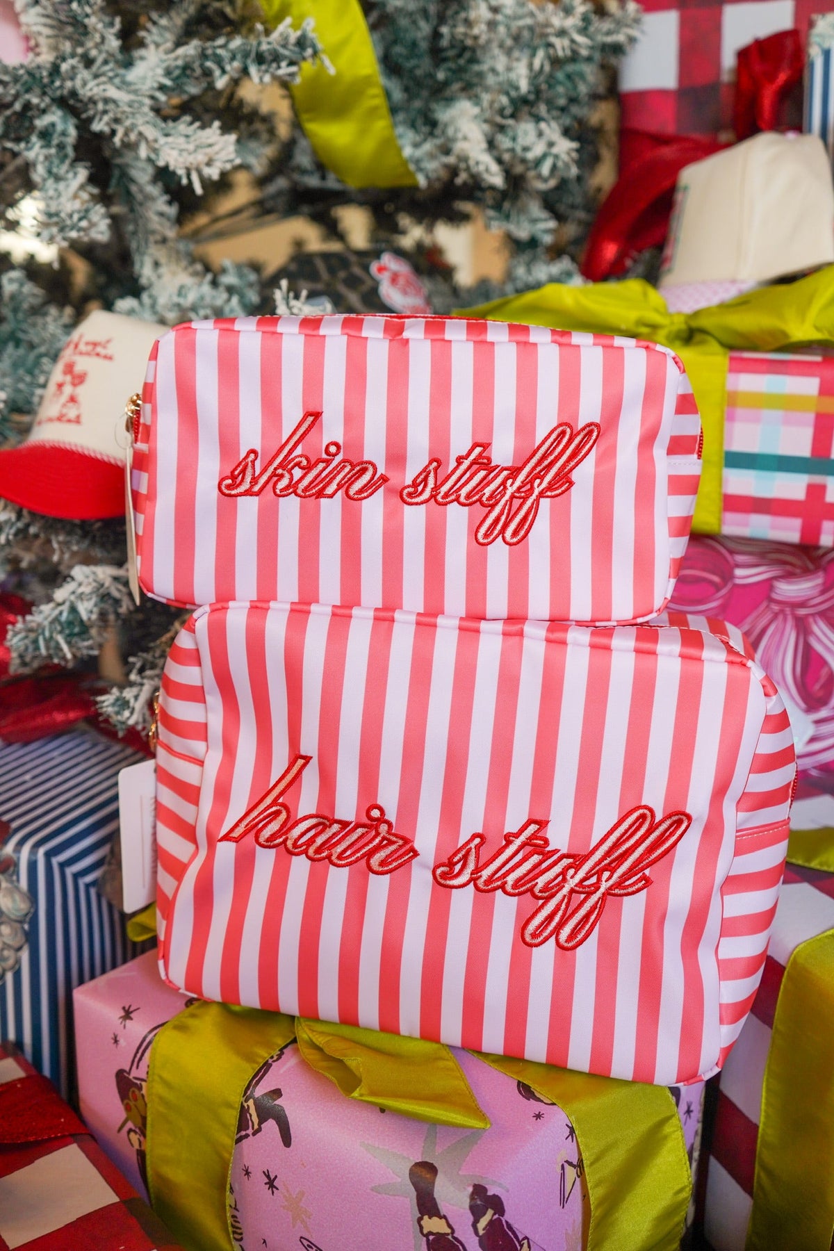 Skin Stuff - Pink & Red Stripes Large Bag