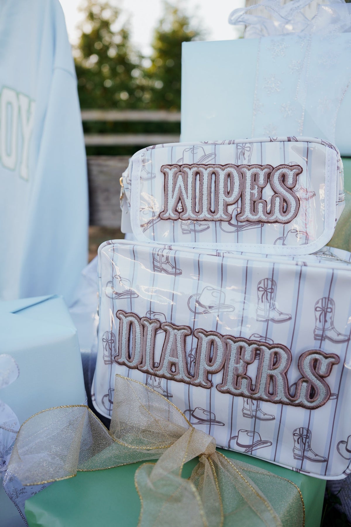 Diapers XL - Western Blues Clear Coat Bag