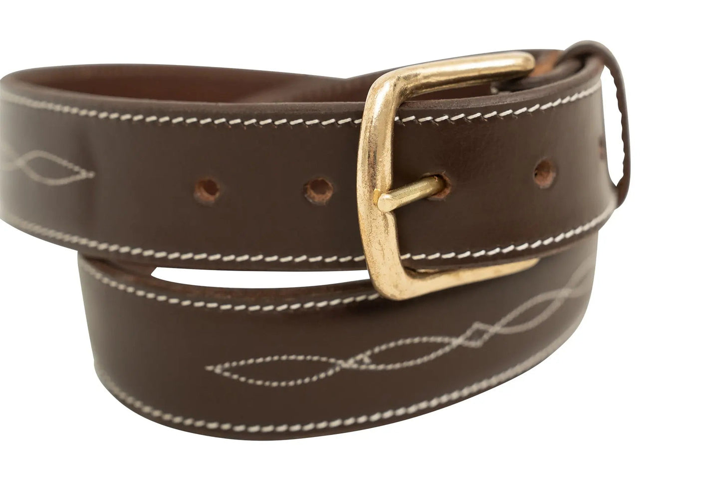 Huntley Fancy Stitched Ladies 1.5" Inch wide belt, Brown