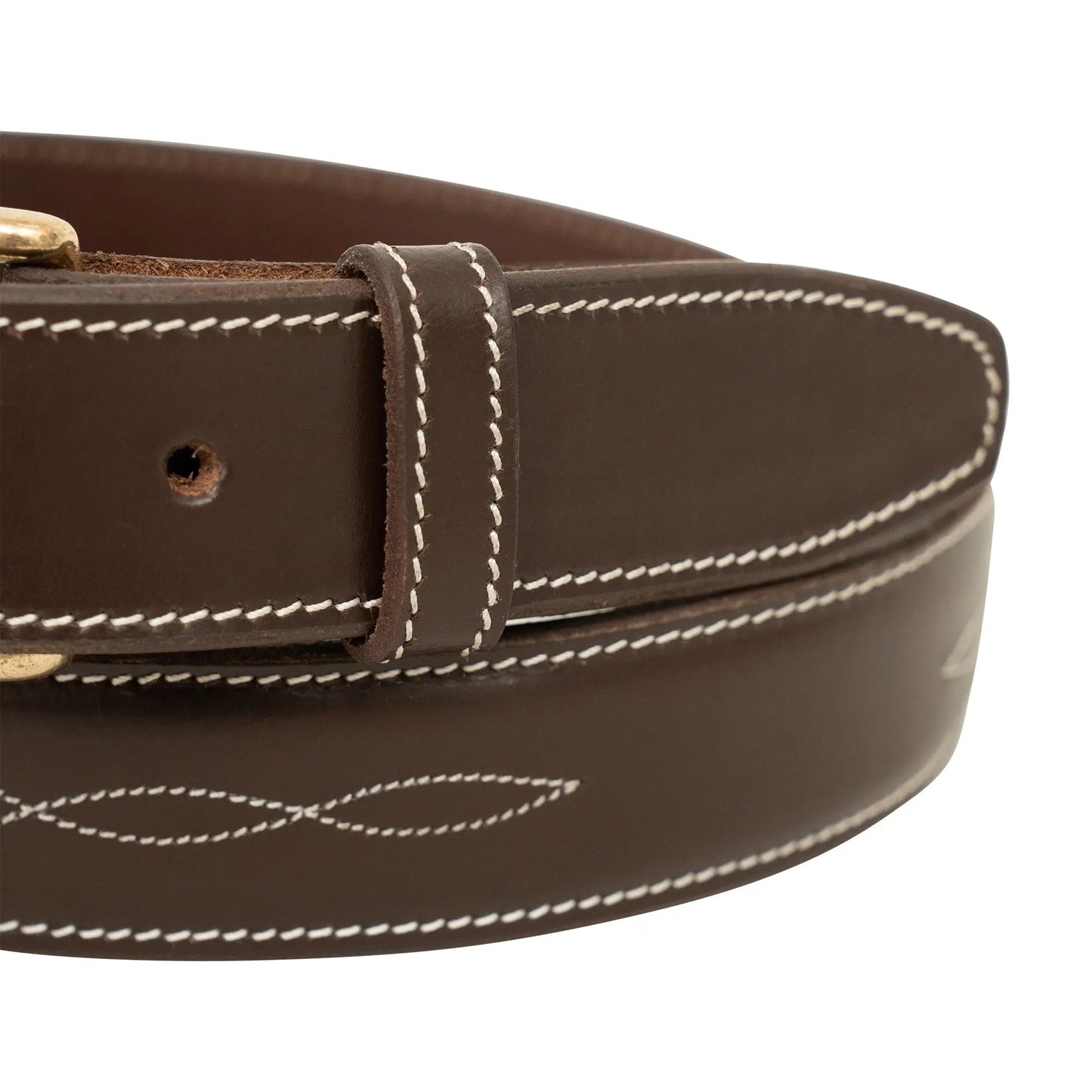 Huntley Fancy Stitched Ladies 1.5" Inch wide belt, Brown