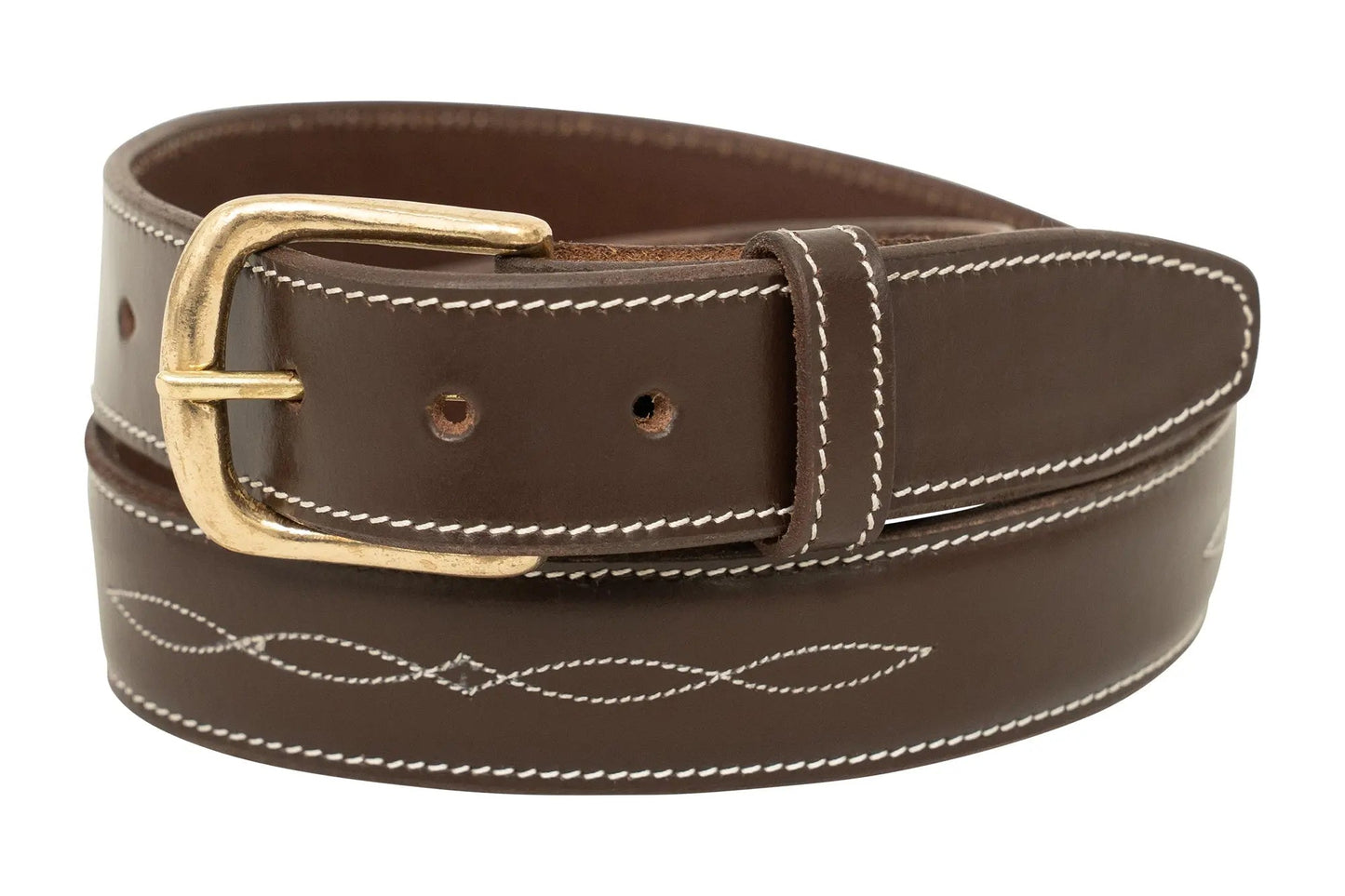 Huntley Fancy Stitched Ladies 1.5" Inch wide belt, Brown