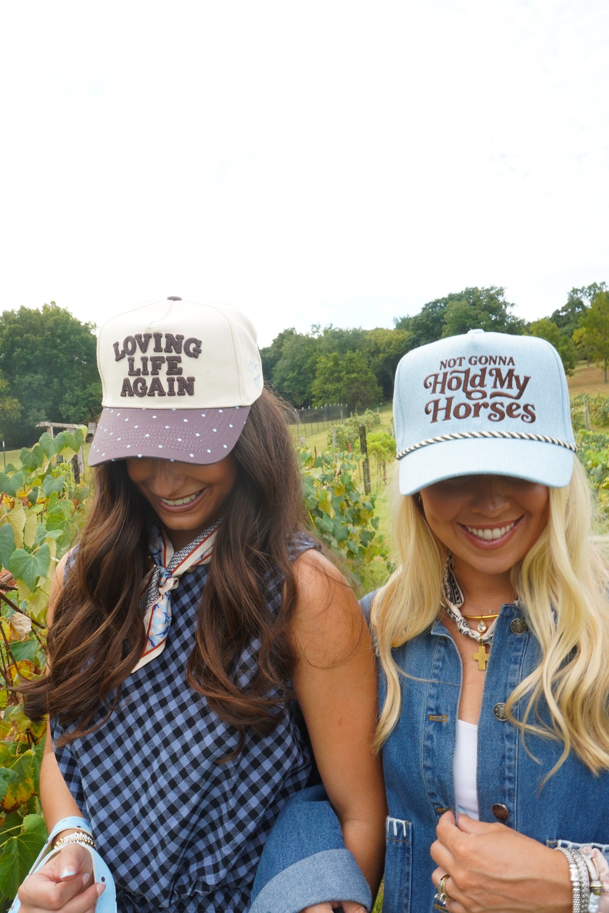 Loving Life Again - Brown & Blue Polka Dot Trucker Hat