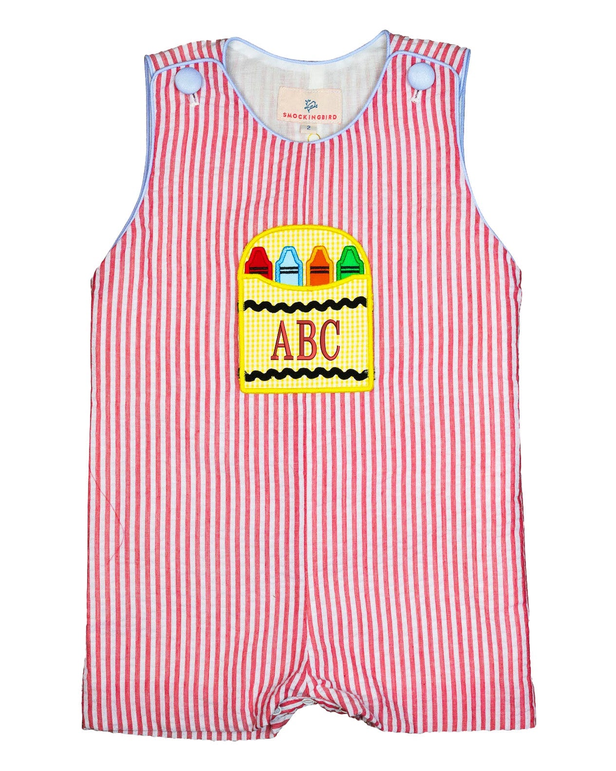 Crayon Pocket Red Seersucker Shortall