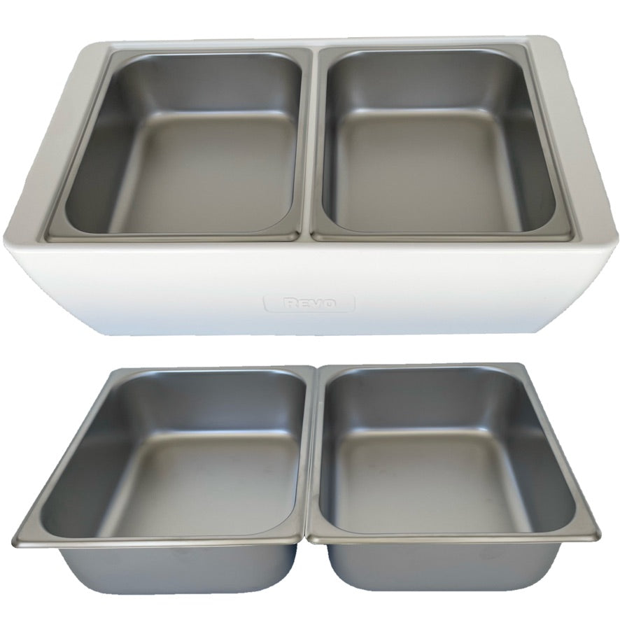 REVO HALF Size Pan Set | Stainless Steel 4" deep | Two 1/2 Size food pans