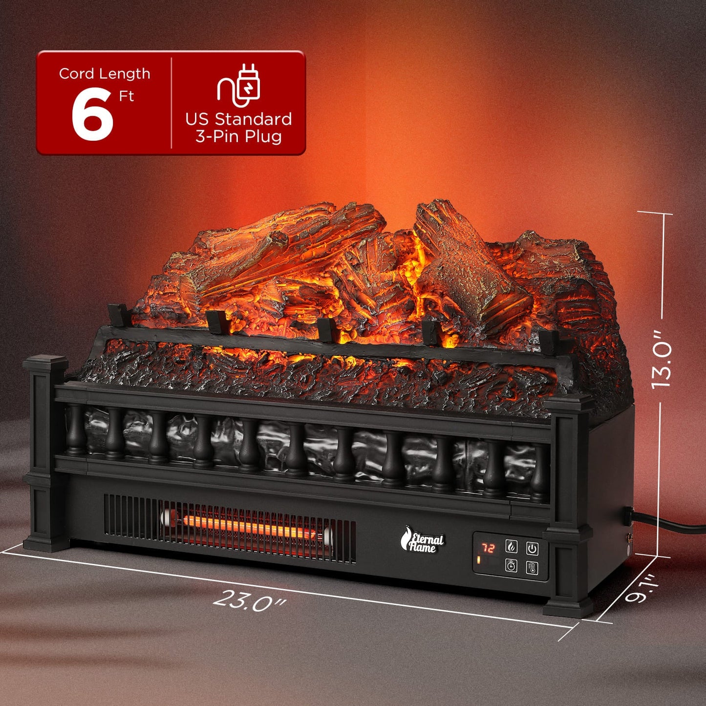 (Open) Eternal Flame EF23-LG Electric Fireplace Logs