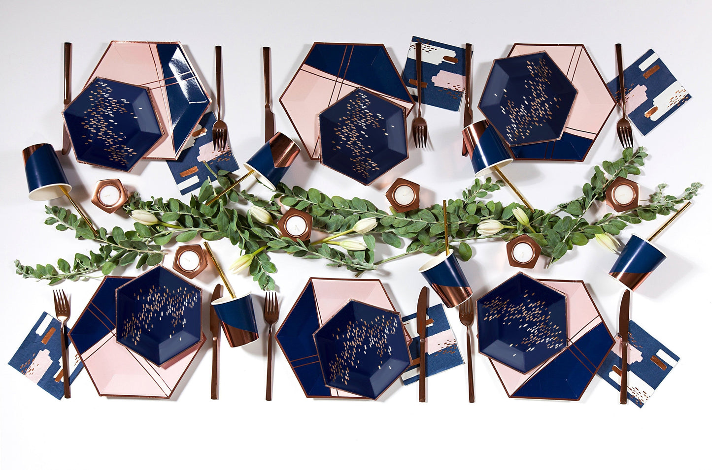 Blush Pink & Navy Large Party Plates