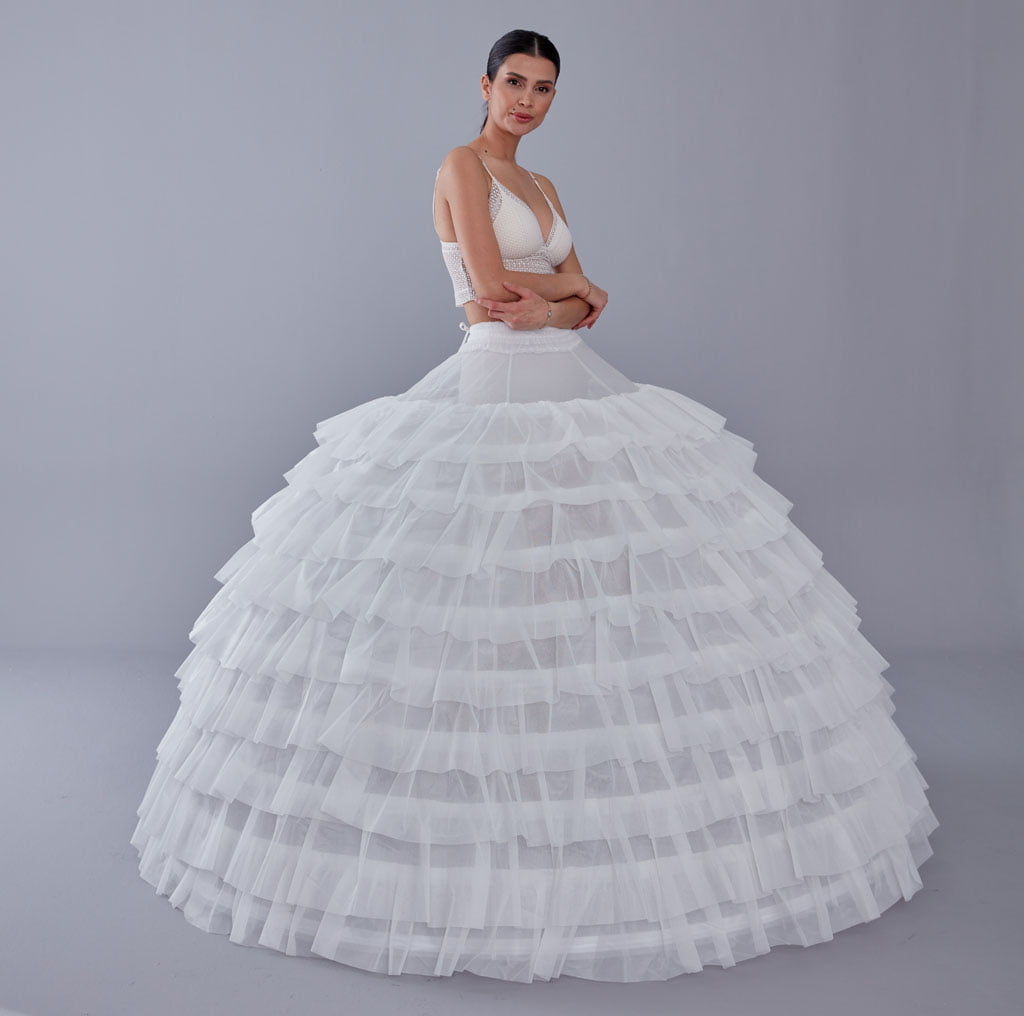 White Petticoat for Wedding Dress, 10 Hoop Bridal Underskirt, Ball Gown Crinoline, Plus Size Petticoat for Prom & Costume