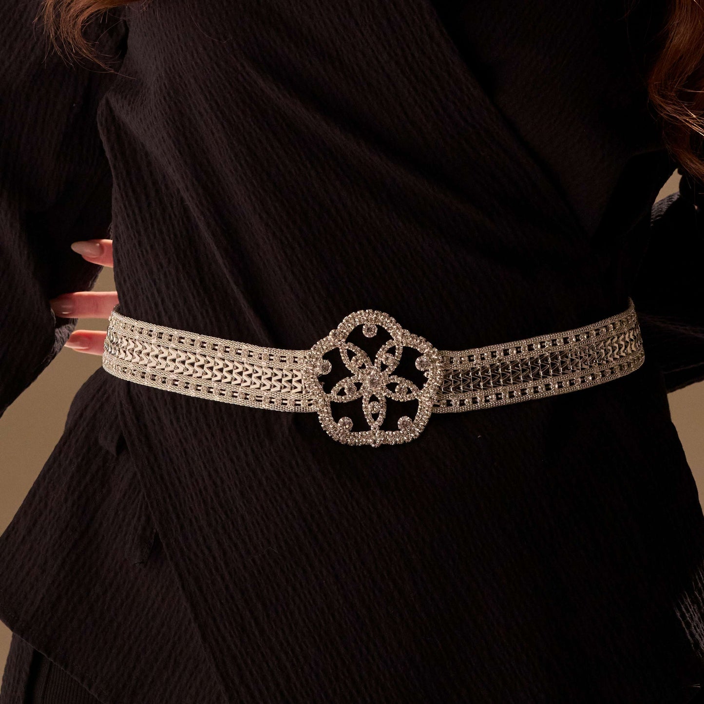 Elegant Silver Flower Belt - Bridal Sash Belt, Jeweled Belt