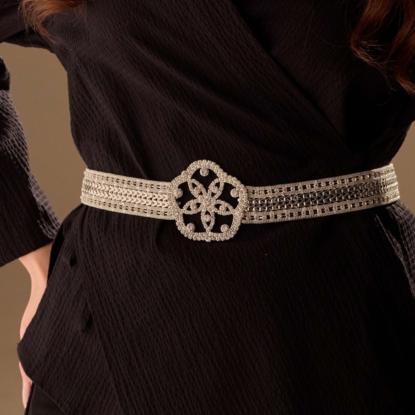 Elegant Silver Flower Belt - Bridal Sash Belt, Jeweled Belt