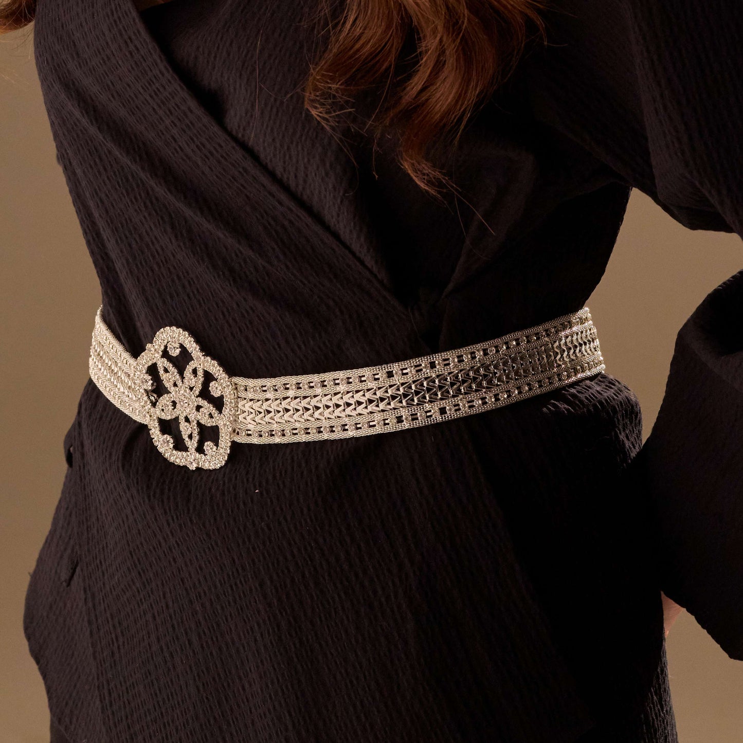 Elegant Silver Flower Belt - Bridal Sash Belt, Jeweled Belt