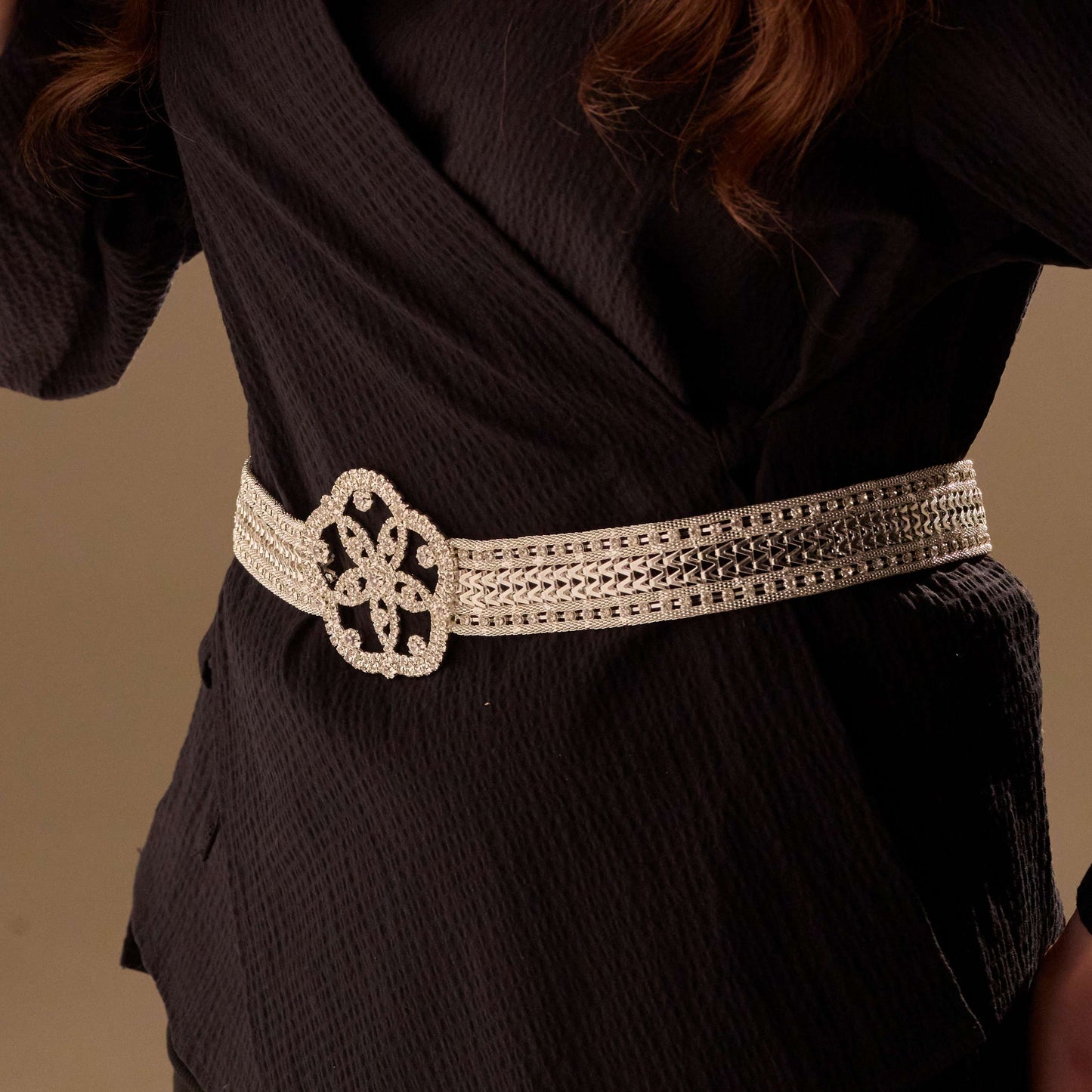 Elegant Silver Flower Belt - Bridal Sash Belt, Jeweled Belt