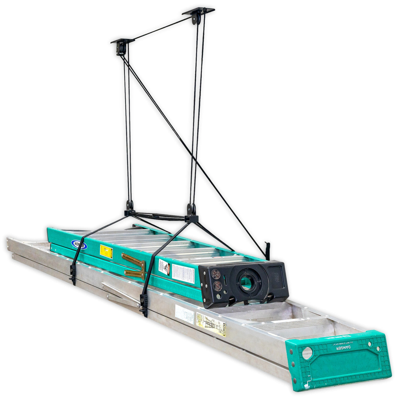 Ladder Garage Ceiling Storage Hoist | Holds up to 150 lbs | 10' Lift