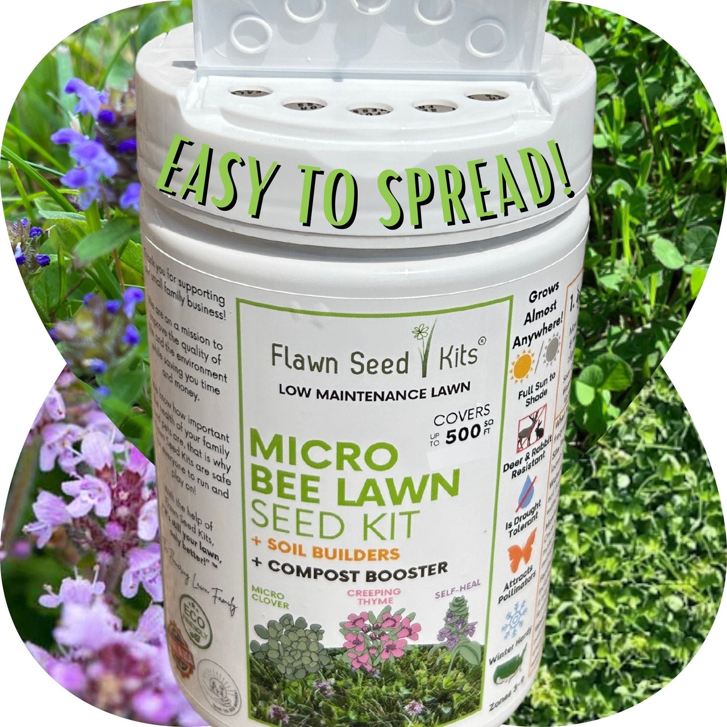 Micro Bee Lawn Seed Mixture - Easy Spread Shaker