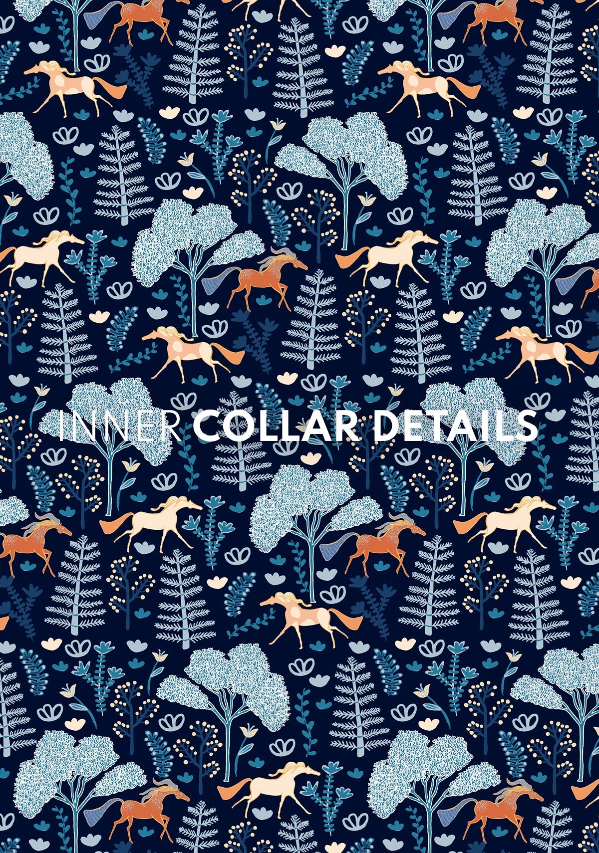 White with Forest on Navy Inner Details Long Sleeve Show Shirt