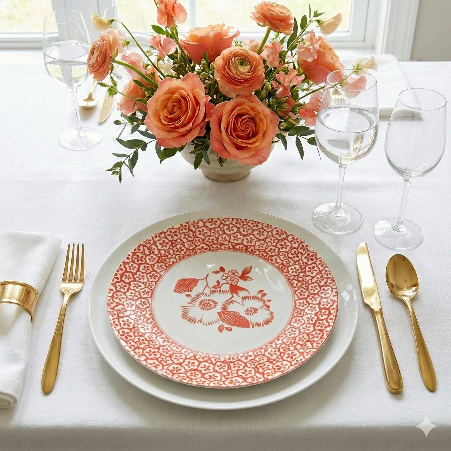 Coral patterened Accent Plate - Set of 4