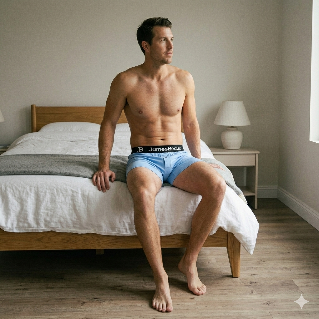 Men's Bamboo Boxer Shorts - Anti-Chafe & Breathable Underwear (Blue)