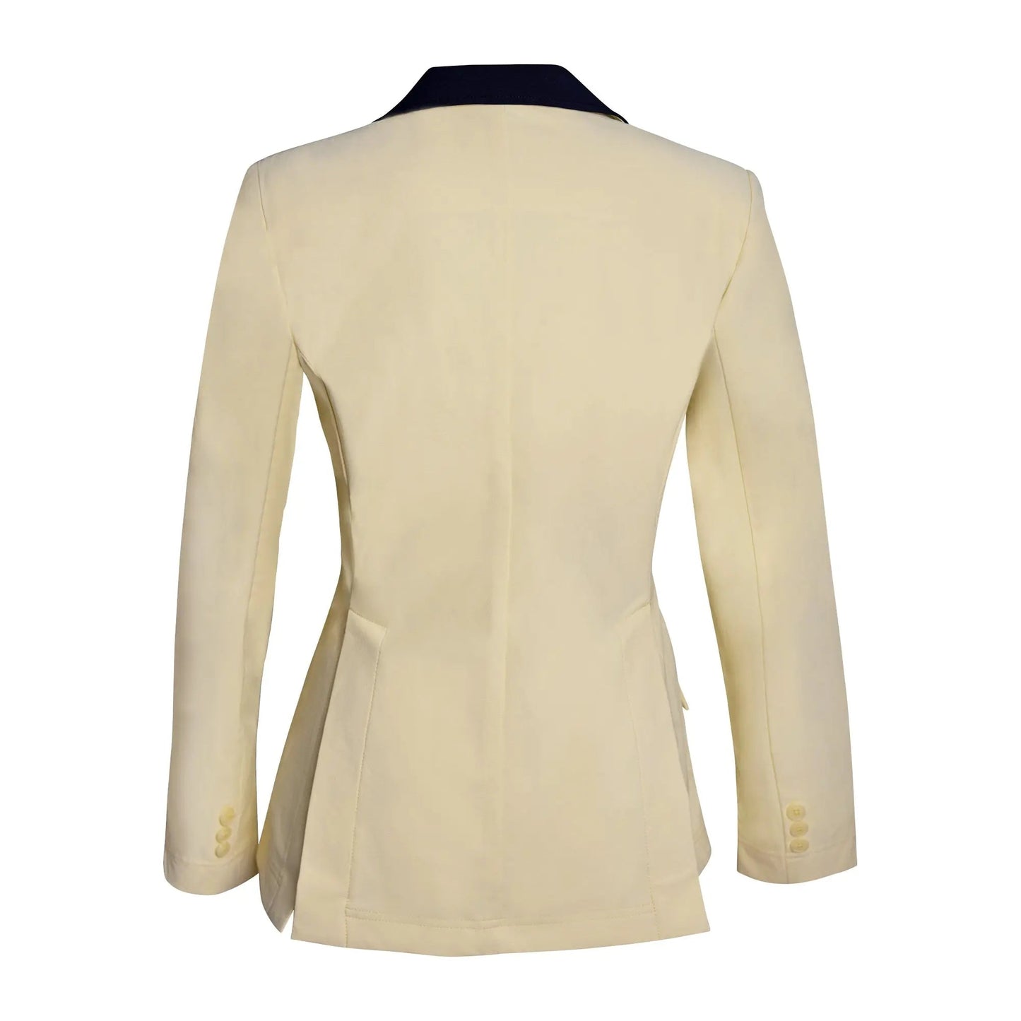 Grand Prix Ladies EQJ 3 Button Show Coat, Butter with Navy Collar