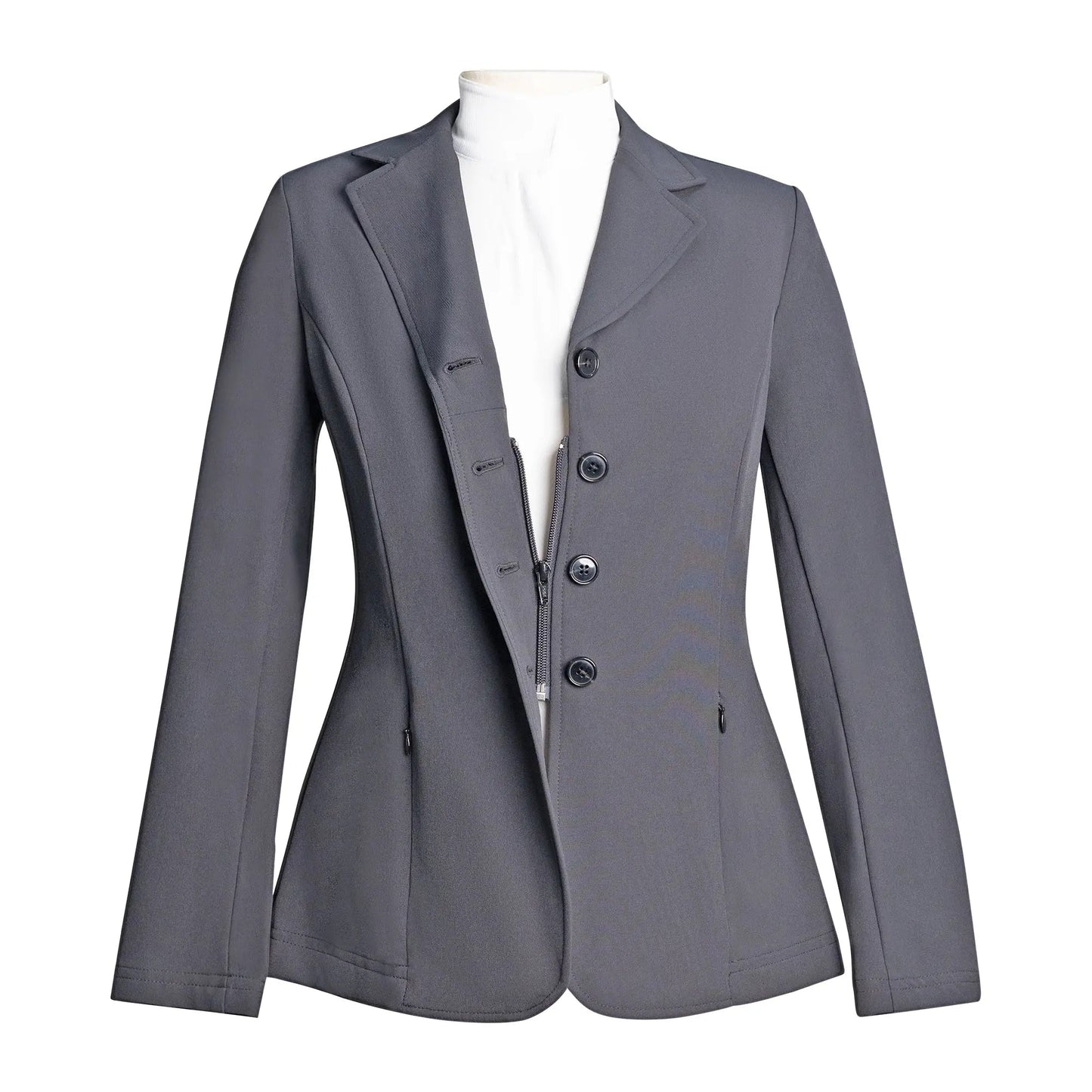 Grand Prix Ladies Quinn Show Coat, 4 Button with Hidden Zipper Closure, Navy