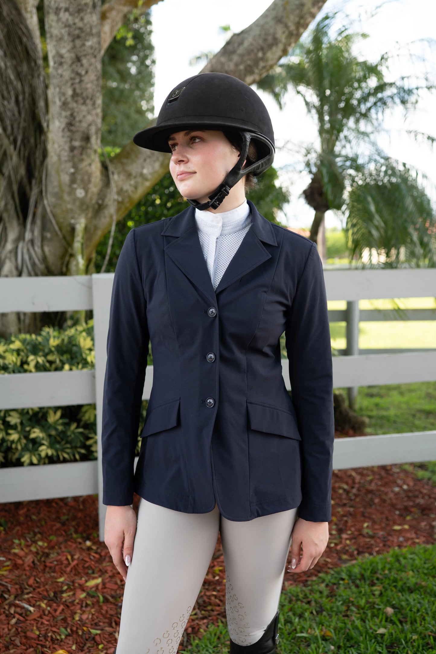 Grand Prix Ladies EQJ 3 Button Show Coat, NY Tech Fabric, Navy
