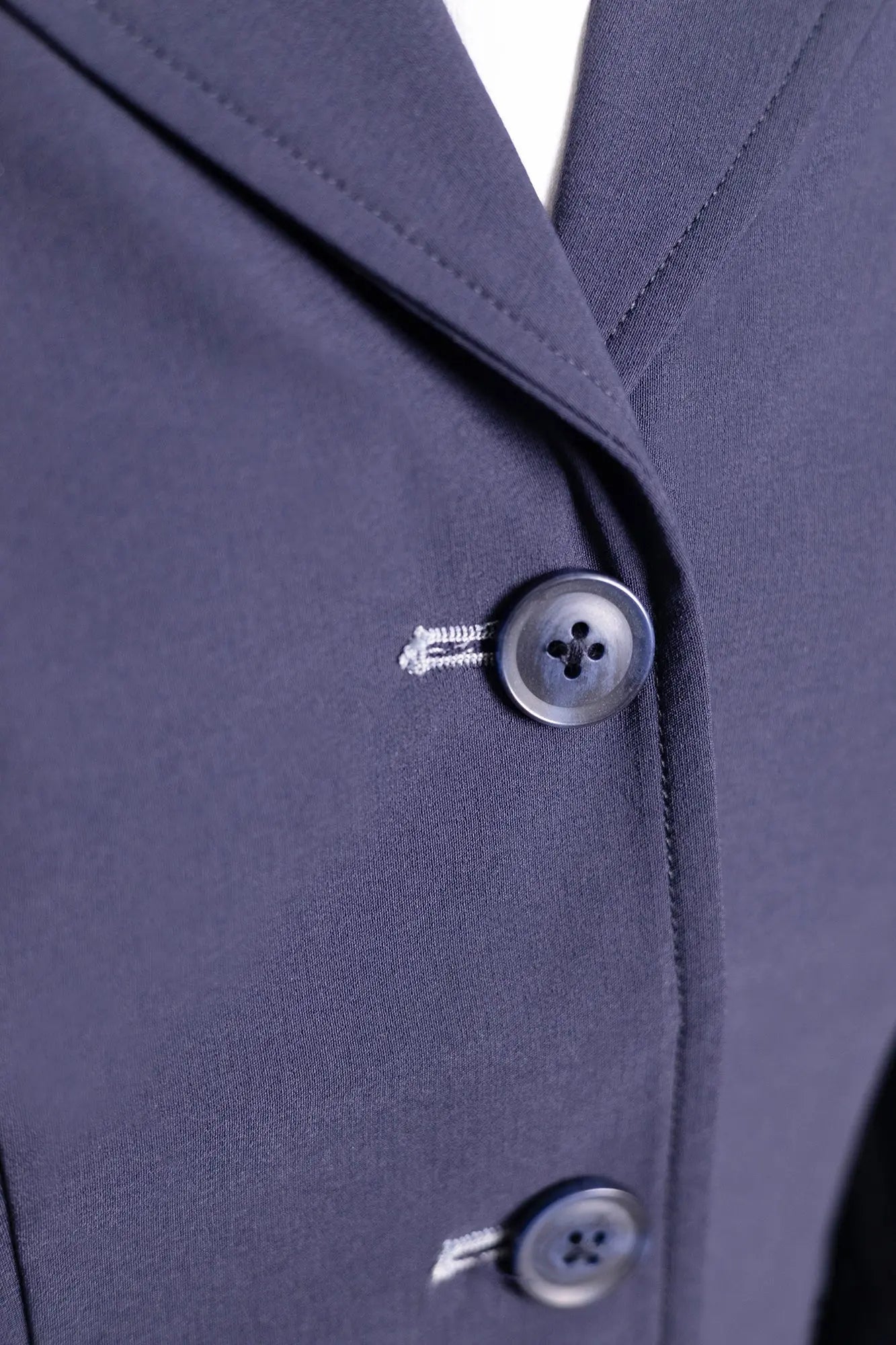 Grand Prix Ladies EQJ 3 Button Show Coat, Navy with Cadet Blue Collar