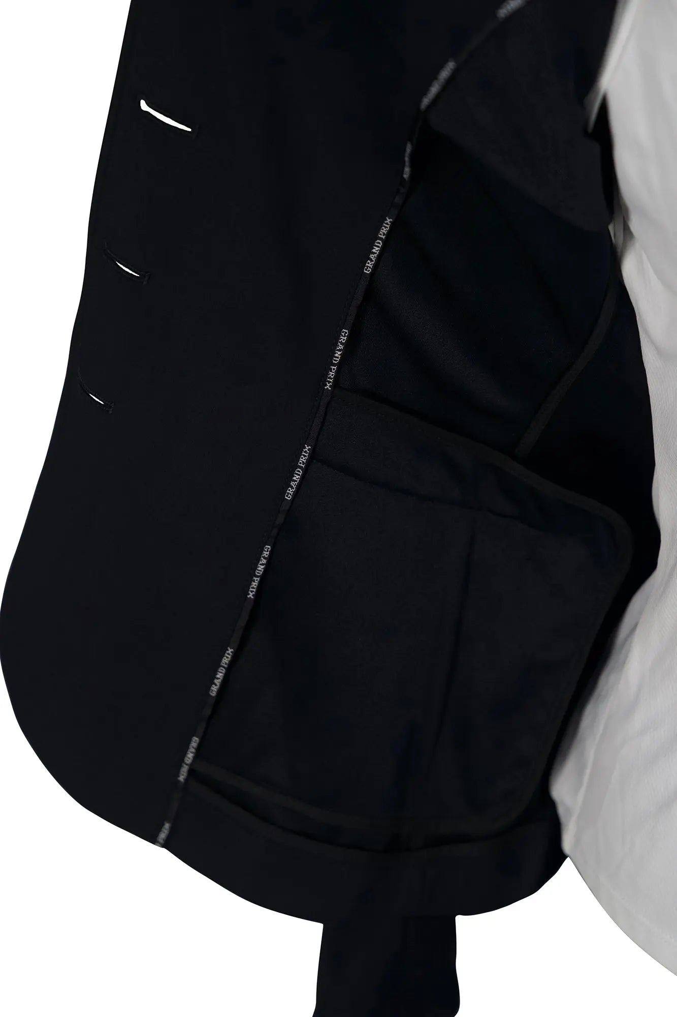 Grand Prix Saltare Premio 4 Button Riding Show Coat, Black with Moss Green