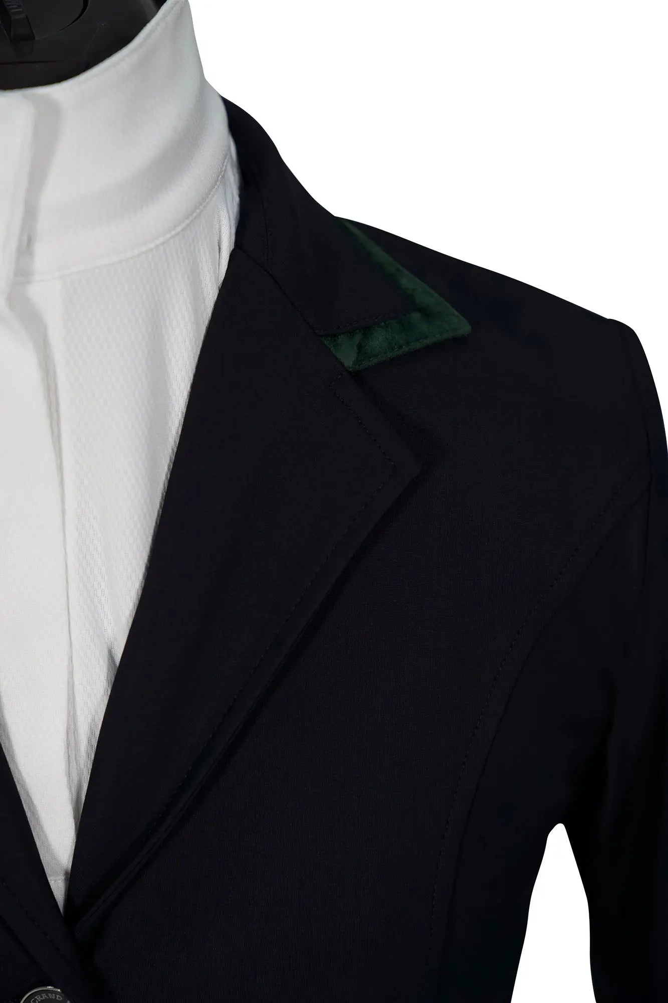 Grand Prix Saltare Premio 4 Button Riding Show Coat, Black with Dark Green