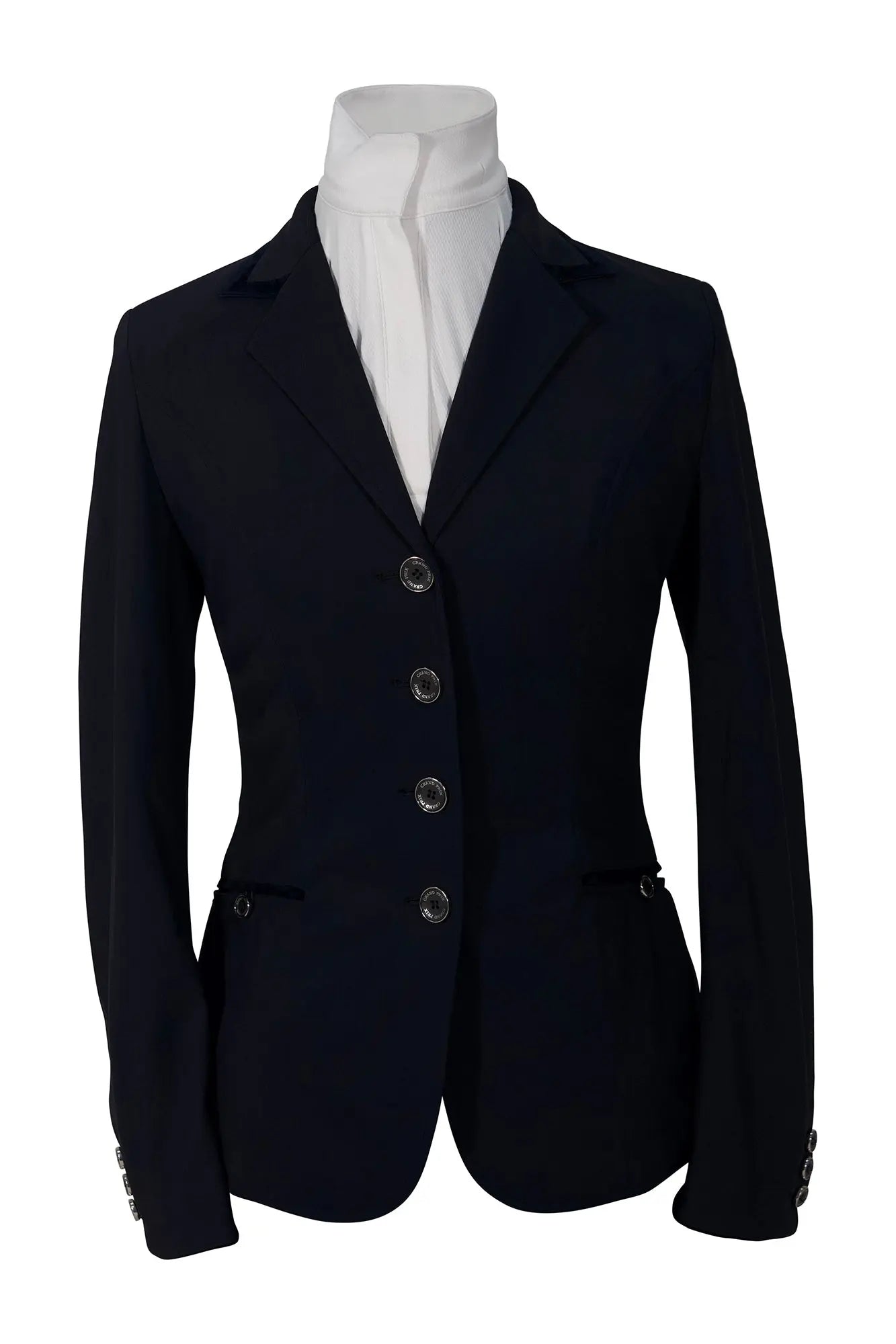 Grand Prix Saltare Premio 4 Button Riding Show Coat, Navy with Navy