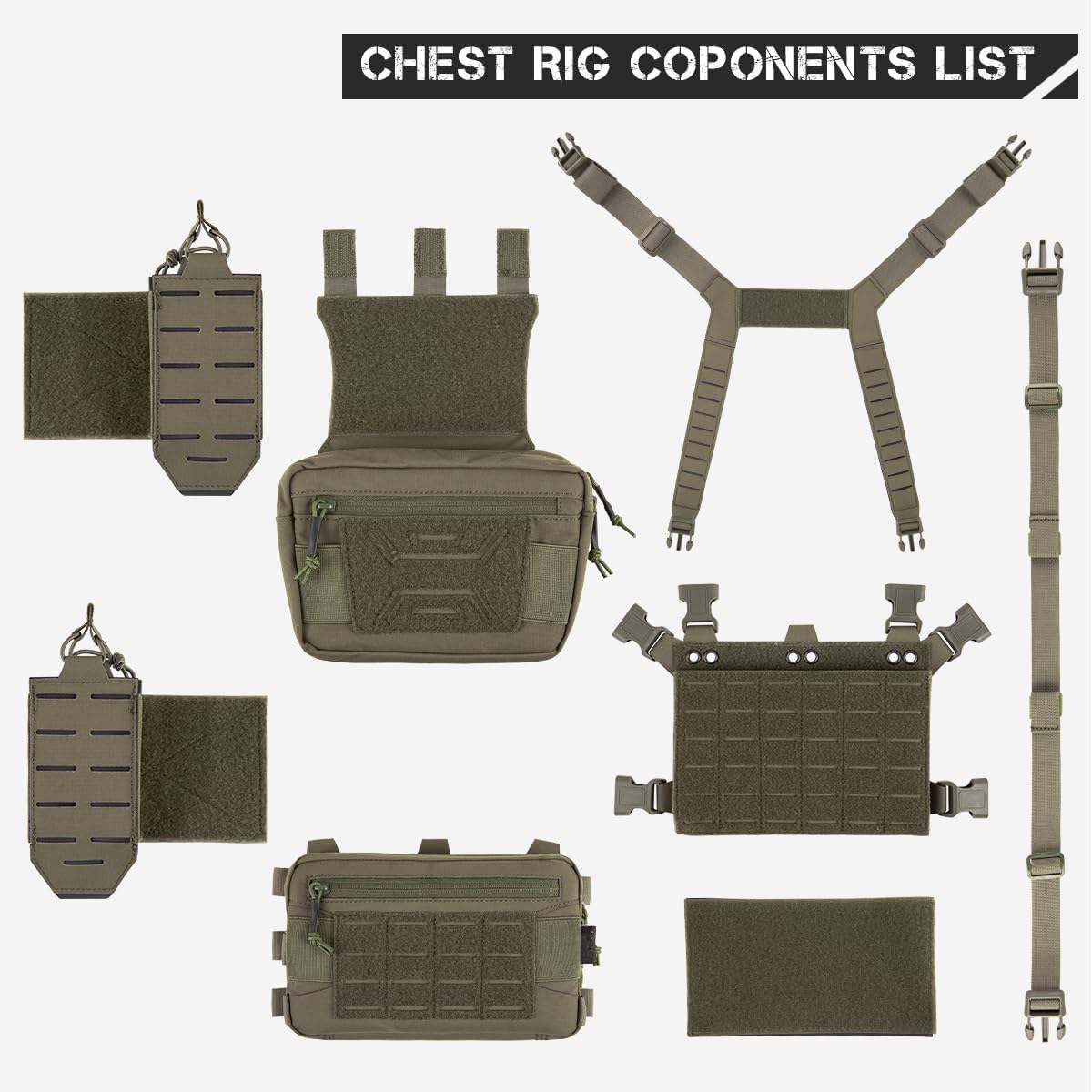 Votagoo Tactical Chest Rig,Molle Modular Micro Fight Chest Rigs Adjustable&Detachable with 5.56/7.62 Magazine Pouch