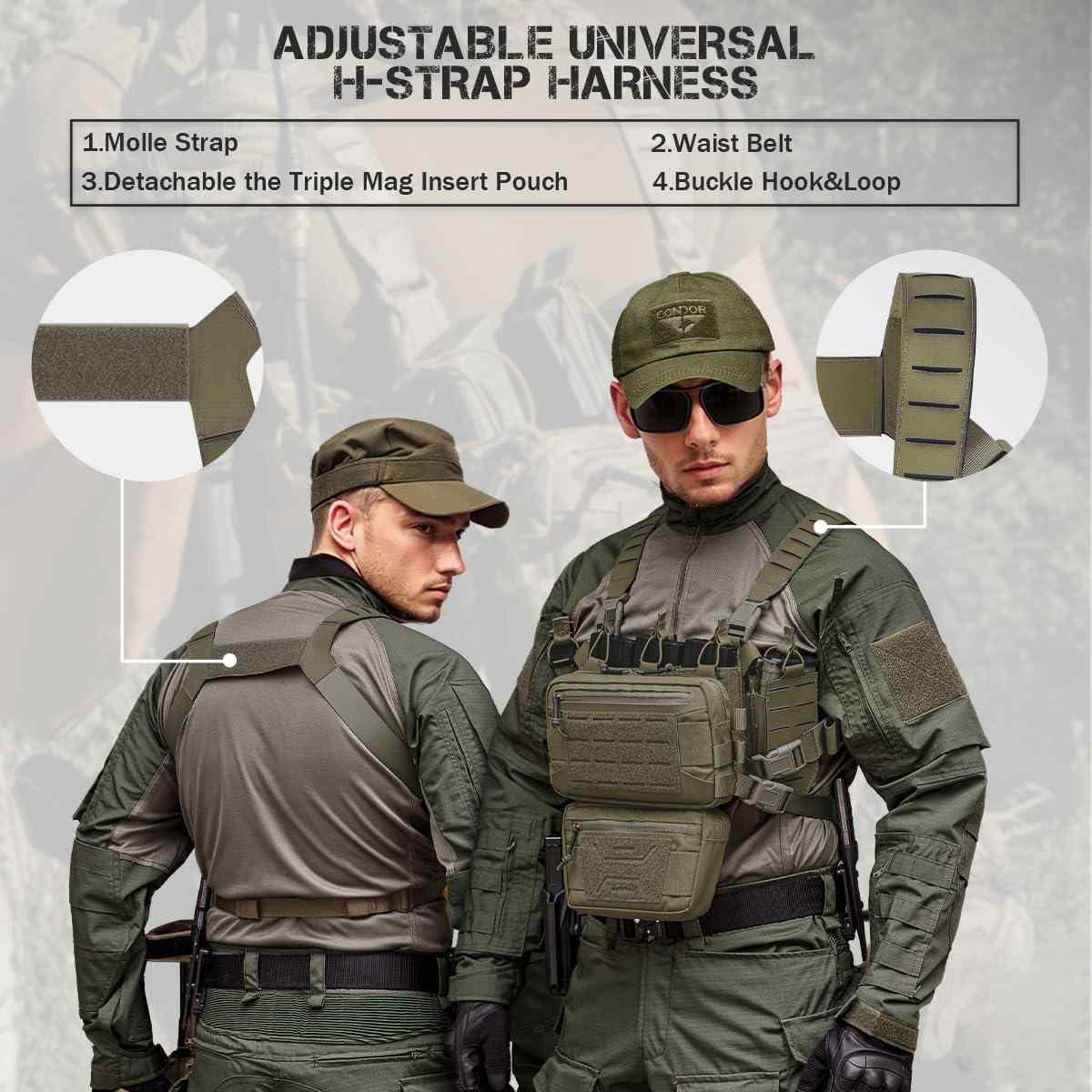 Votagoo Tactical Chest Rig,Molle Modular Micro Fight Chest Rigs Adjustable&Detachable with 5.56/7.62 Magazine Pouch