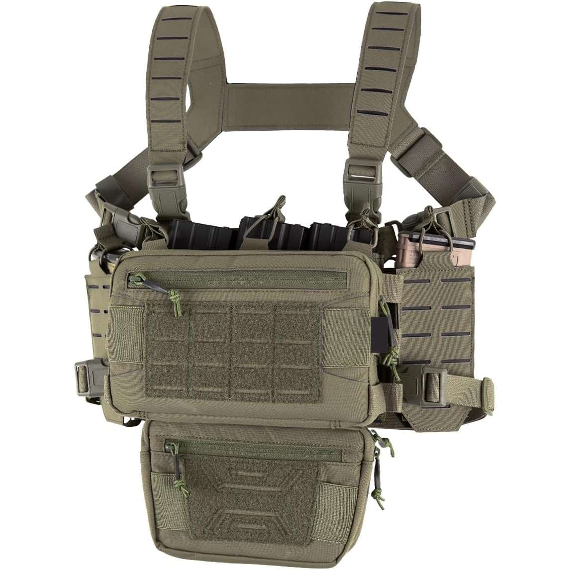 Votagoo Tactical Chest Rig,Molle Modular Micro Fight Chest Rigs Adjustable&Detachable with 5.56/7.62 Magazine Pouch