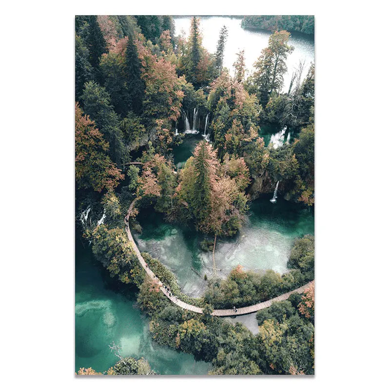 Forest Mountain Lake Famous Scenery Poster Nordic Style Canvas Print Nature Landscape Art Painting Wall Picture Home Decoration