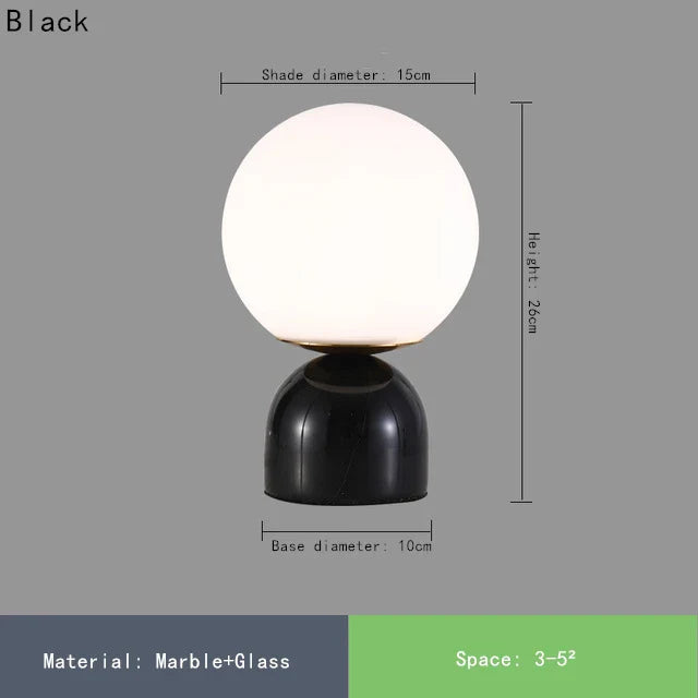Nordic Bedside Marble Round Glass Table Lamp For Living Room Study Dining Light Luxury Hot Sale Bedroom Furniture