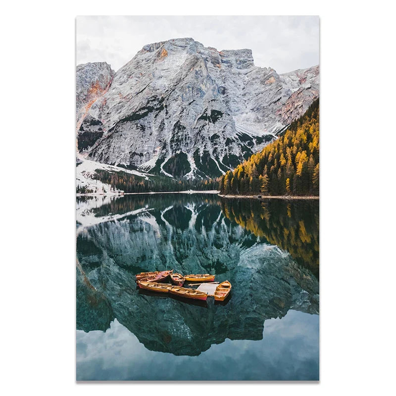 Forest Mountain Lake Famous Scenery Poster Nordic Style Canvas Print Nature Landscape Art Painting Wall Picture Home Decoration