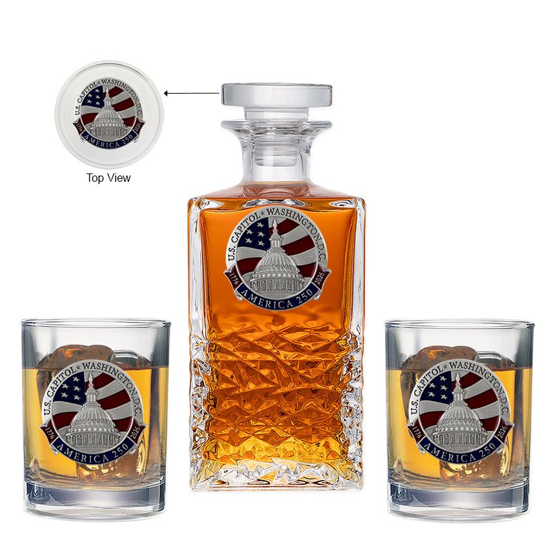 America's 250th Anniversary Capitol Dome Heritage Decanter with 2 Glasses