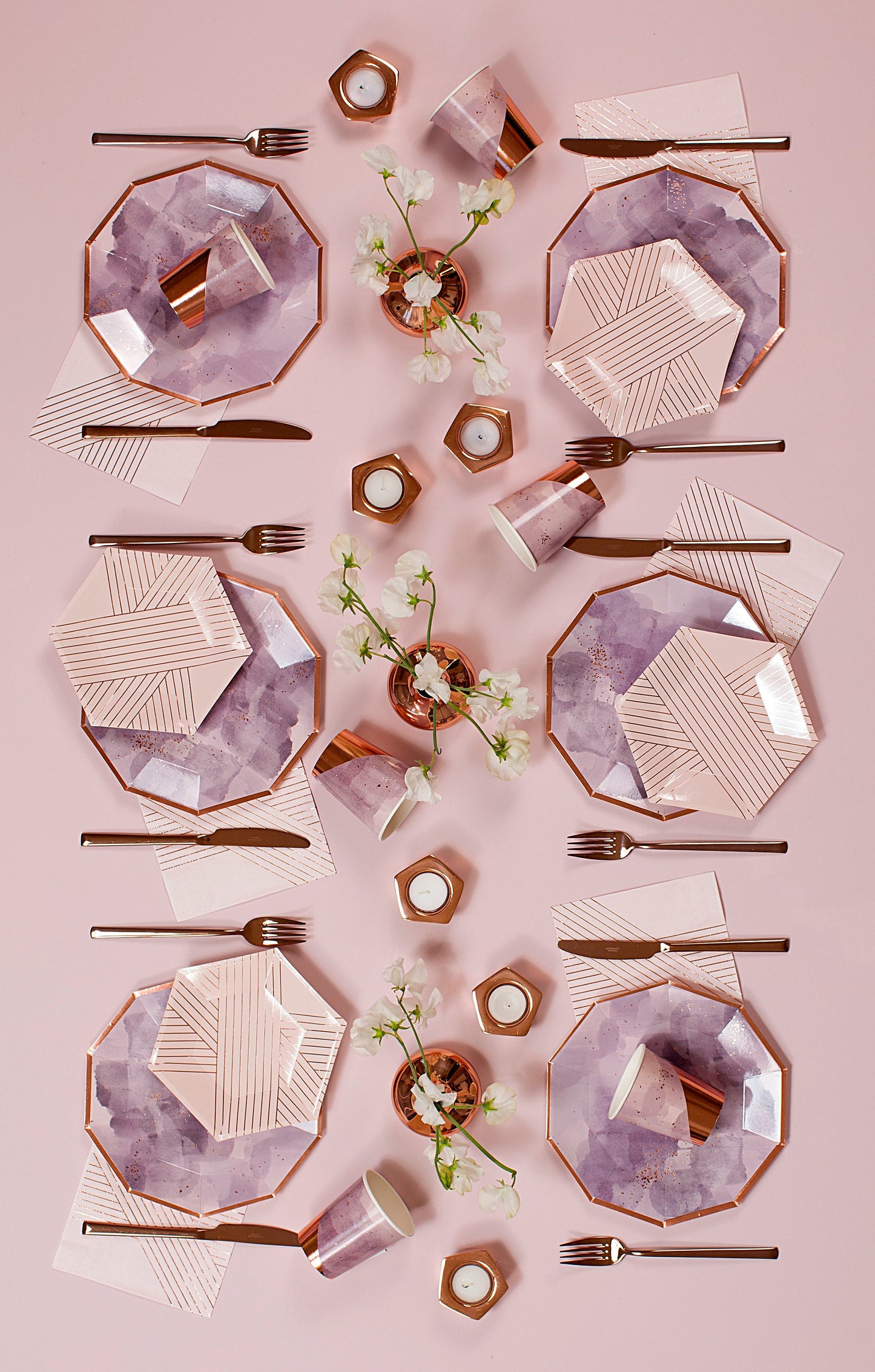 Amethyst - Pale Pink Striped Small Paper Plates