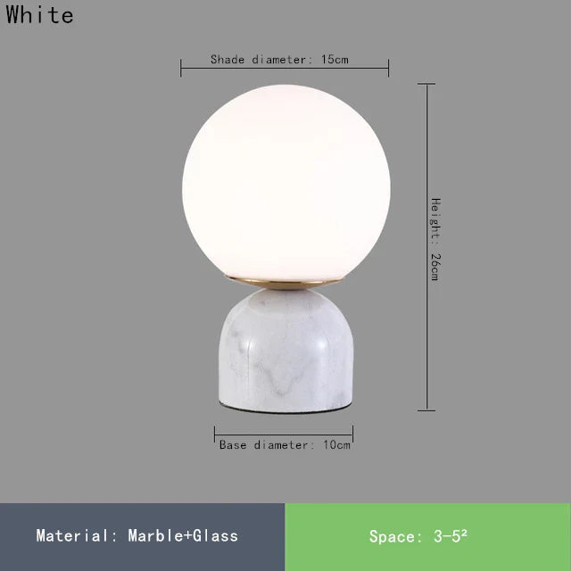 Nordic Bedside Marble Round Glass Table Lamp For Living Room Study Dining Light Luxury Hot Sale Bedroom Furniture