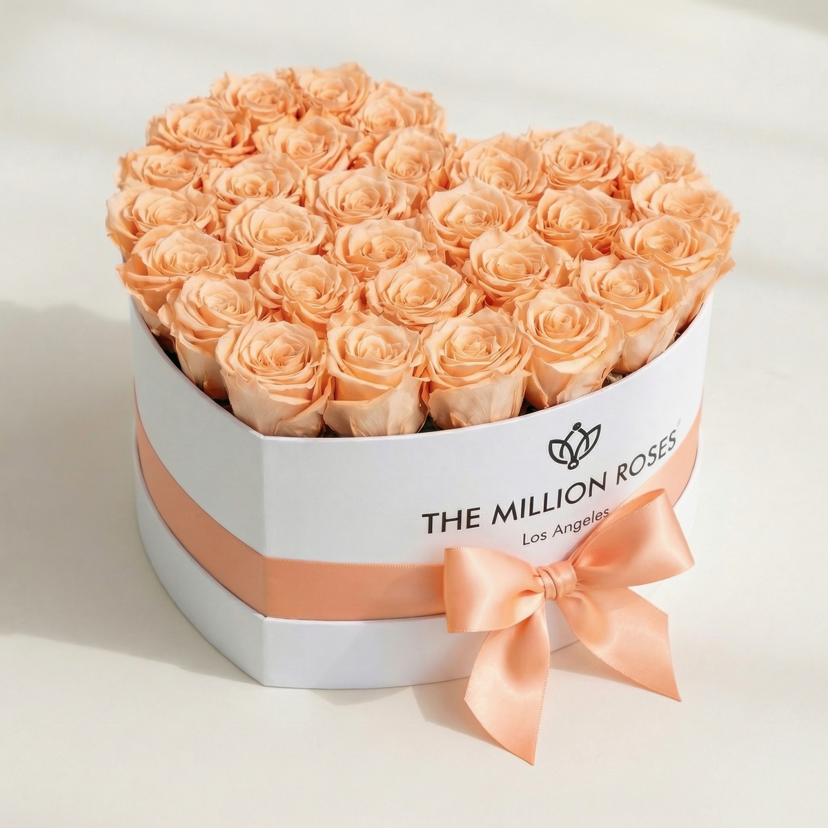 Heart White Box | Peach Roses