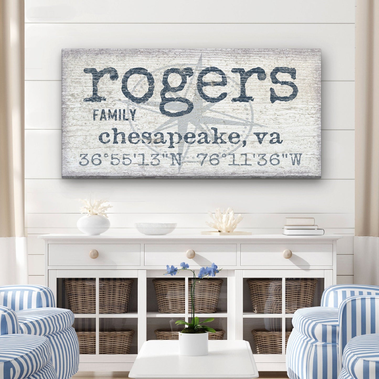 Personalized Home Name Coordinates Canvas Sign