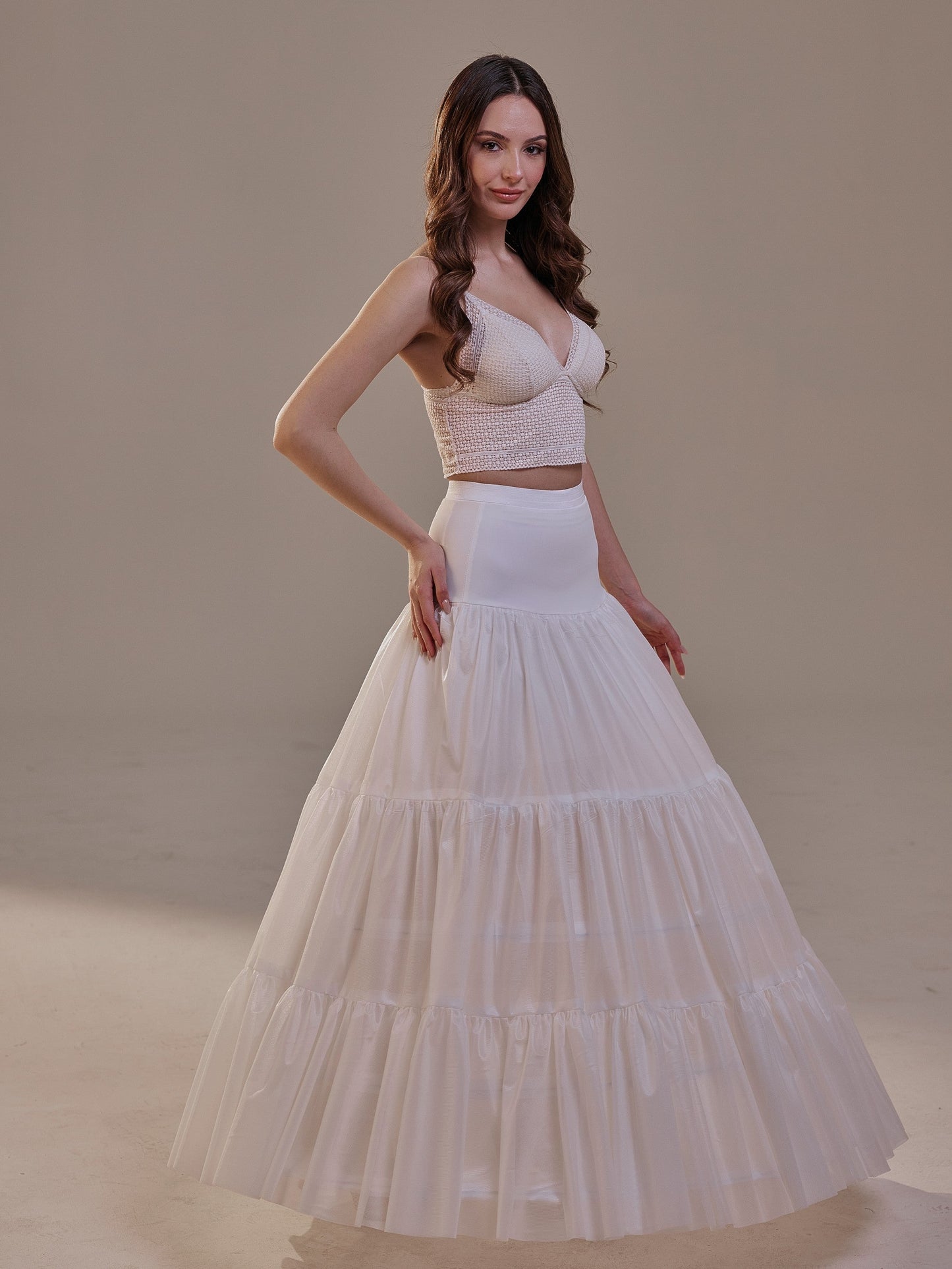 Hoop Petticoat Skirt with Two Layers and Corsage , Crinoline Petticoat with Concealed Hoops , Bridal Slip for Volume & Elegance