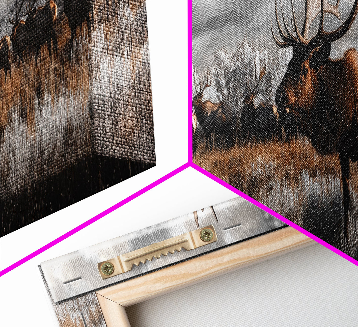Elk Herd, Majestic Wildlife, Autumn Landscape, Framed Canvas Print, lodge decor, rustic mountain wall art, moody nature canvas