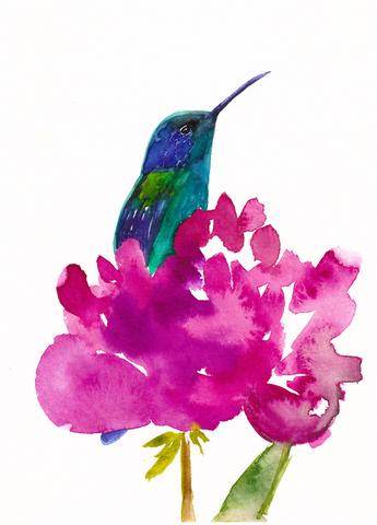 Hummingbird in a Peony Art Print – Vibrant Floral & Bird Wall Décor, Archival Quality, Ready to Hang