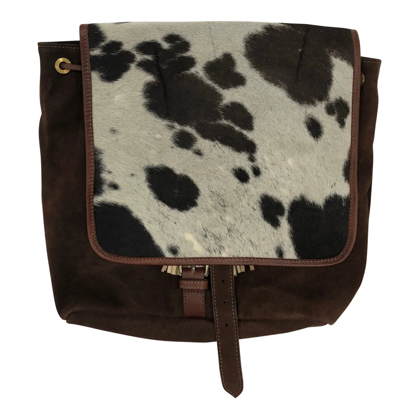 Huntley Equestrian Cowhide Suede Leather Designer Shoulder Backpack