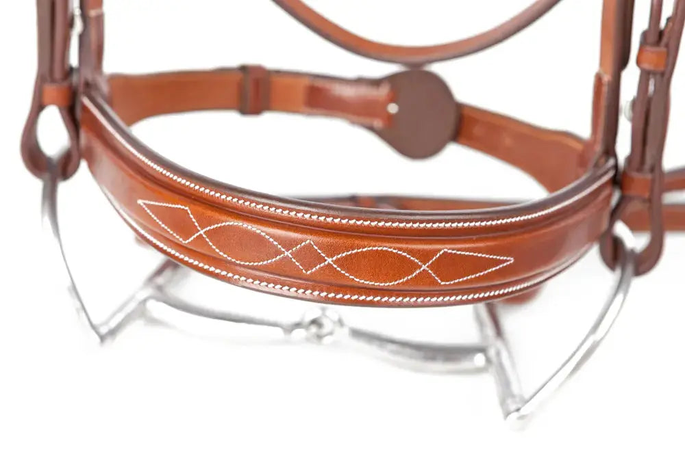 Huntley Equestrian Sedgwick Fancy Stitched Square Raised Hunter Horse Bridle with Reins
