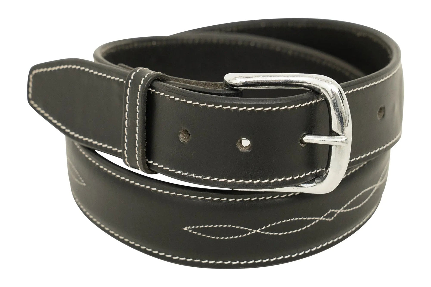 Huntley Fancy Stitched Ladies 1.5" Inch wide belt, Black