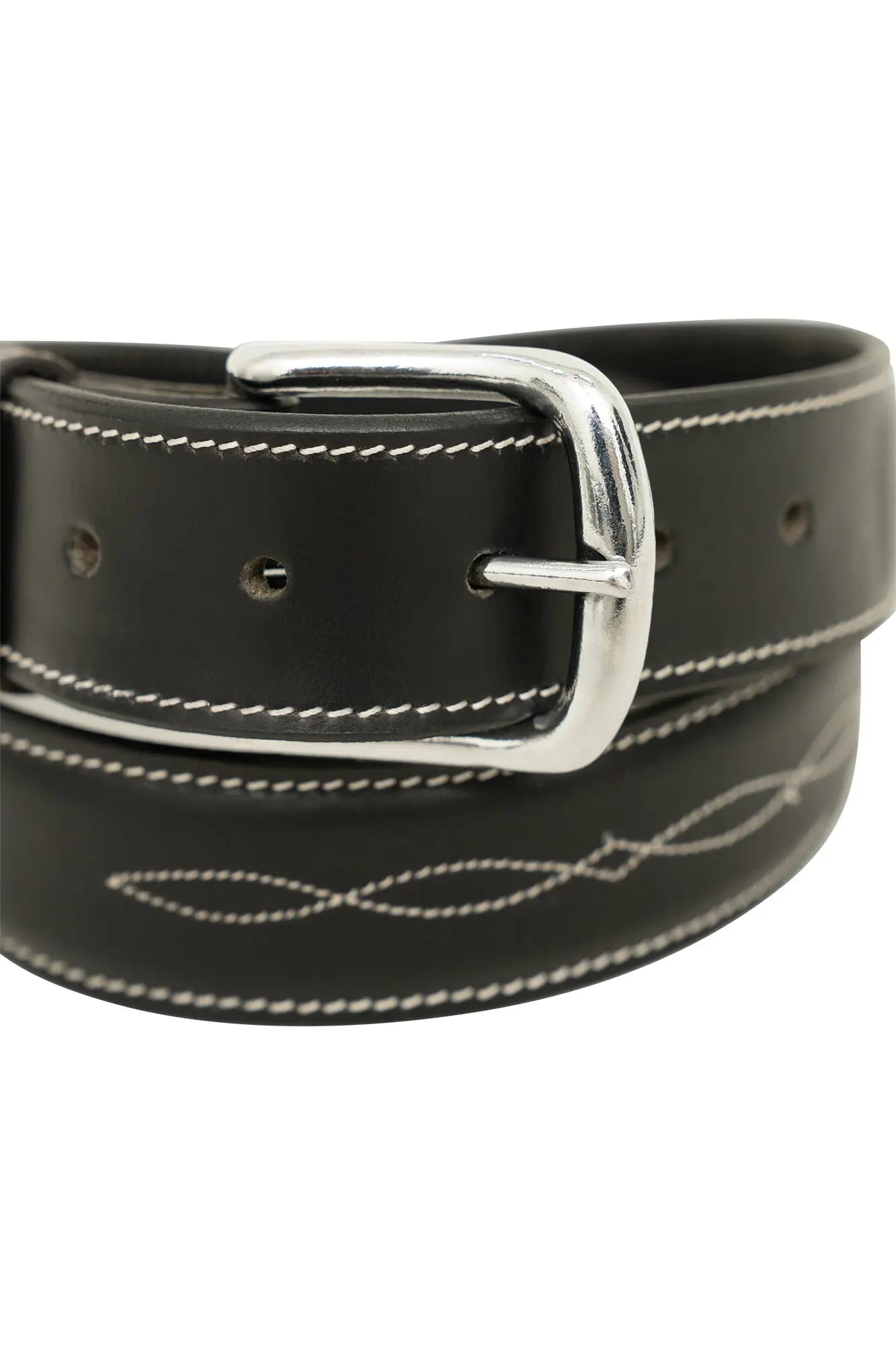 Huntley Fancy Stitched Ladies 1.5" Inch wide belt, Black