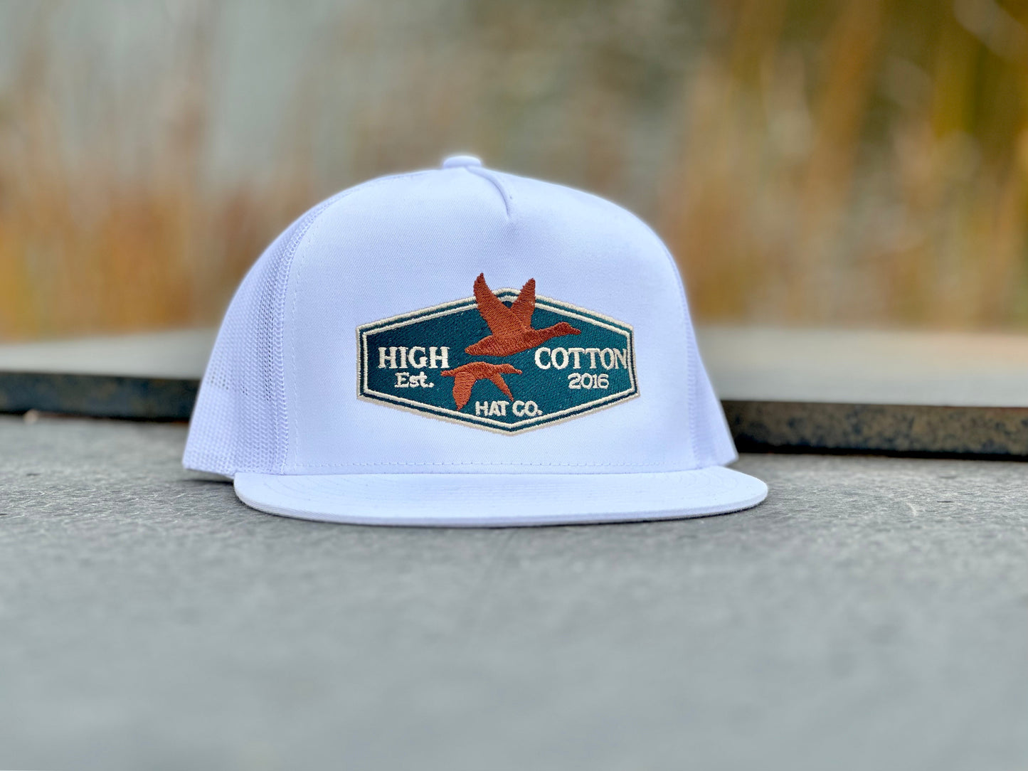 Duck Patch White Flat Bill