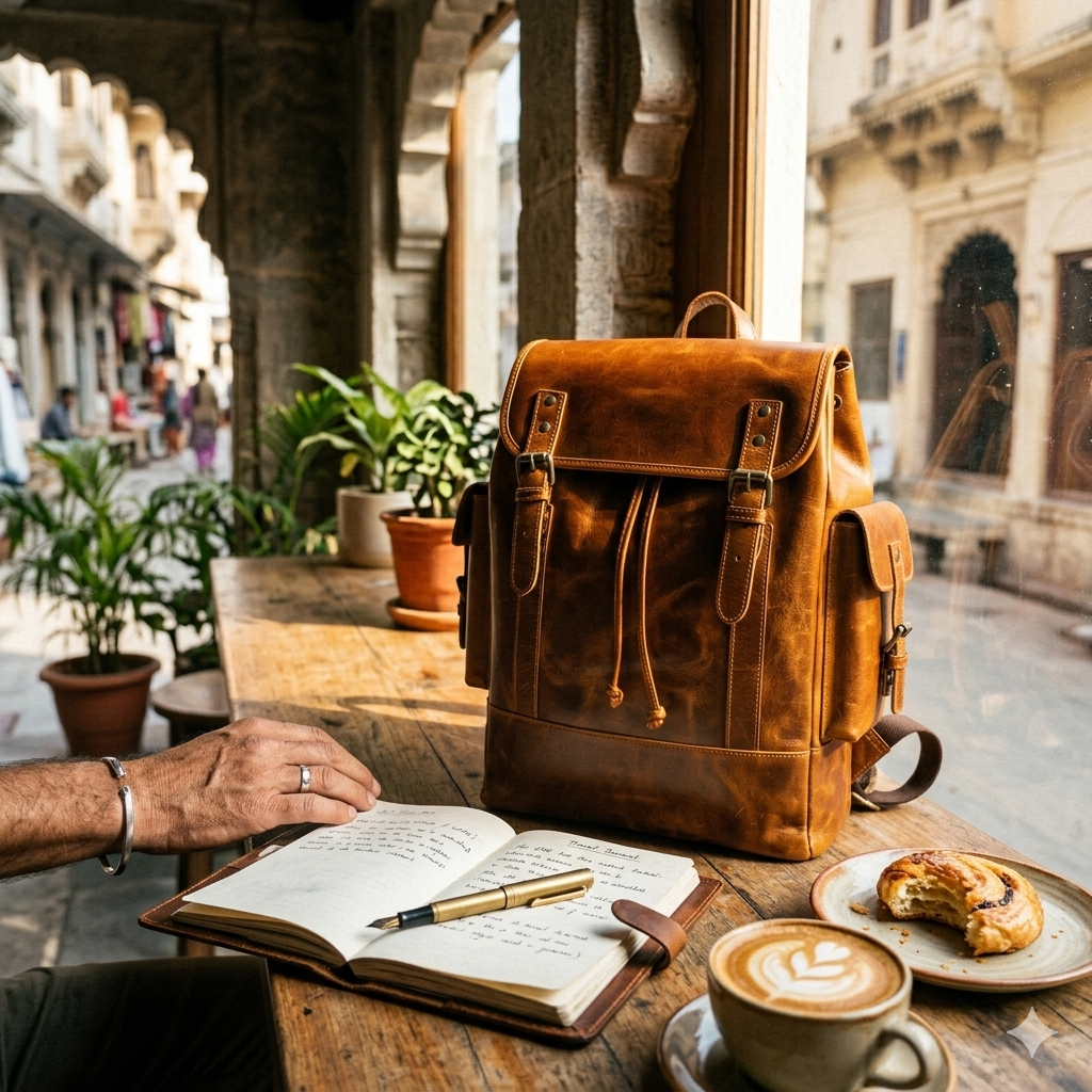 Earthen Leather Laptop Backpack, Luxury Leather