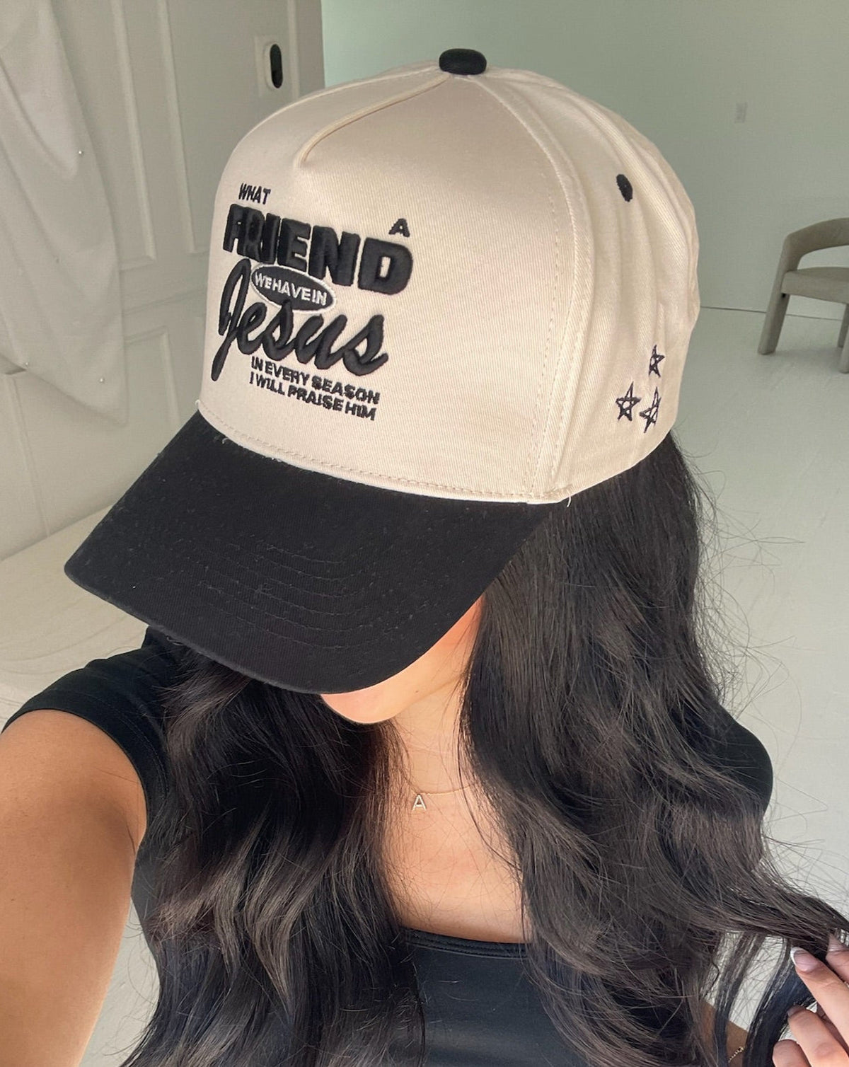 Friend in Jesus - Black Vintage Trucker Hat